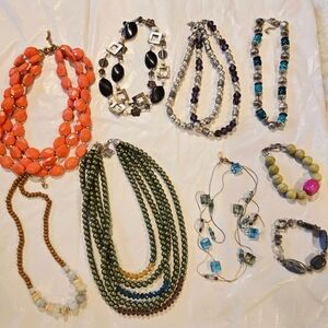 Chunky bead Jewelry lot. 7 marked necklaces and 2 unmarked bracelets.